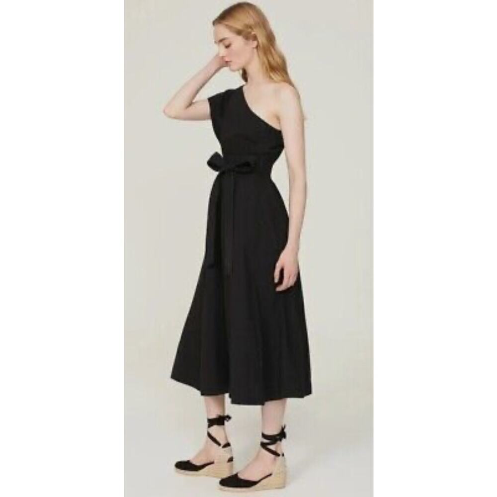 Madewell Ruffled One Shoulder Midi Dress Black